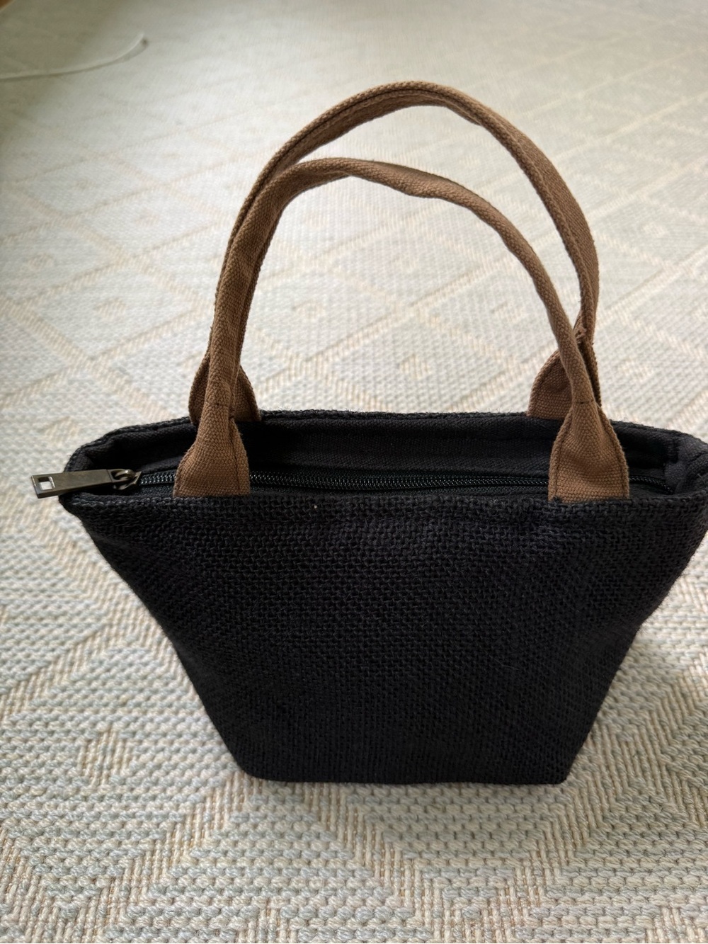 Vintage Italian Black Mini Bag with Brown Handles